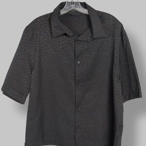 Zara Black Textured Button Up Shirt Men’s Large Short Sleeve Casual